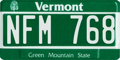 VT license plate NFM768