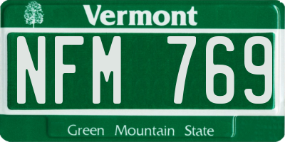 VT license plate NFM769