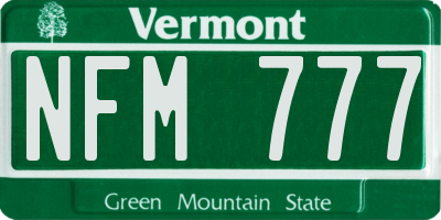 VT license plate NFM777