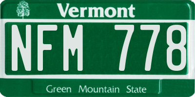 VT license plate NFM778