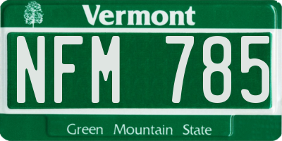 VT license plate NFM785