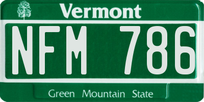 VT license plate NFM786