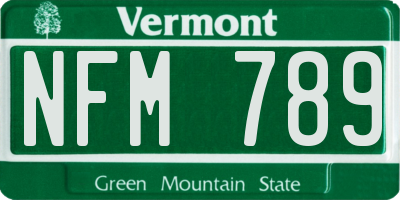 VT license plate NFM789