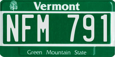 VT license plate NFM791