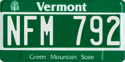 VT license plate NFM792