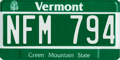 VT license plate NFM794