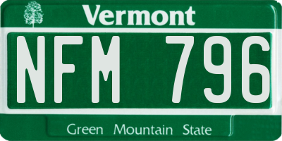 VT license plate NFM796