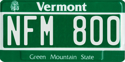 VT license plate NFM800
