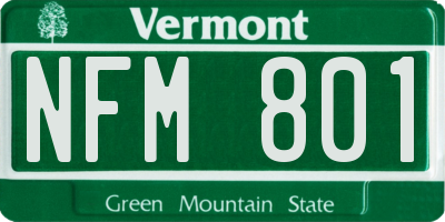 VT license plate NFM801