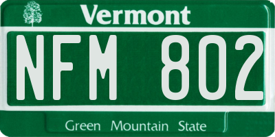 VT license plate NFM802