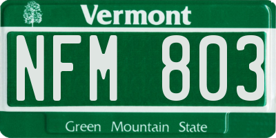 VT license plate NFM803
