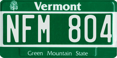 VT license plate NFM804