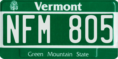VT license plate NFM805
