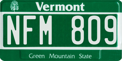 VT license plate NFM809