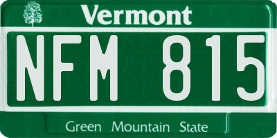 VT license plate NFM815