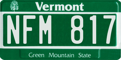 VT license plate NFM817