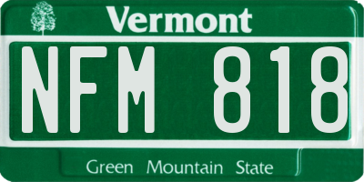 VT license plate NFM818