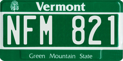 VT license plate NFM821