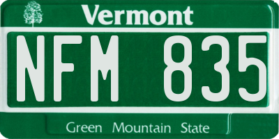 VT license plate NFM835