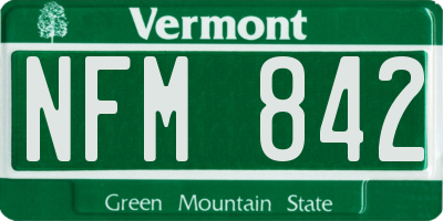VT license plate NFM842