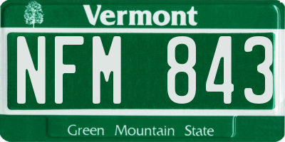 VT license plate NFM843