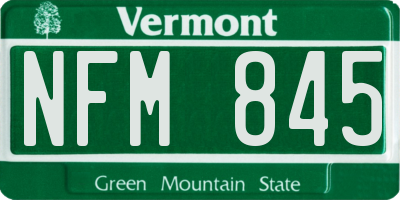 VT license plate NFM845
