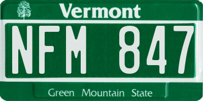 VT license plate NFM847