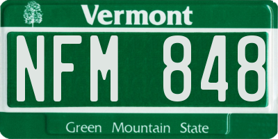 VT license plate NFM848