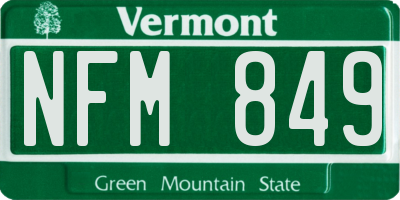 VT license plate NFM849
