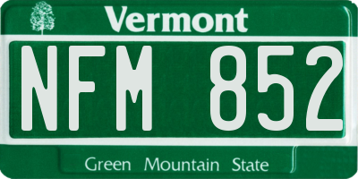 VT license plate NFM852