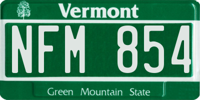 VT license plate NFM854