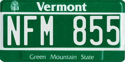 VT license plate NFM855