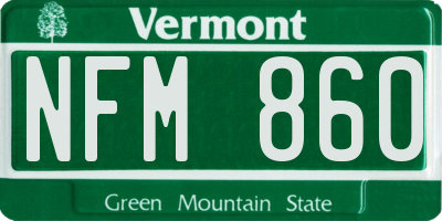 VT license plate NFM860