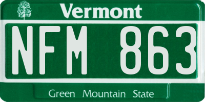 VT license plate NFM863