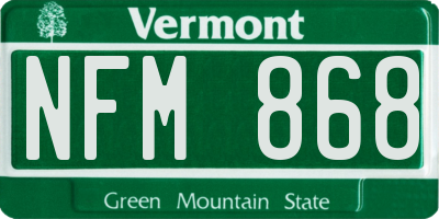 VT license plate NFM868