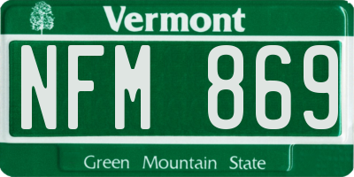 VT license plate NFM869