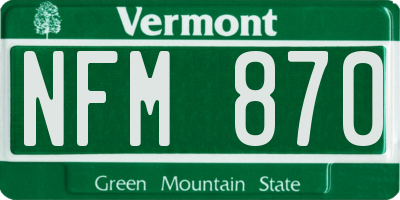 VT license plate NFM870