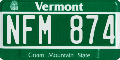 VT license plate NFM874