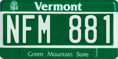 VT license plate NFM881