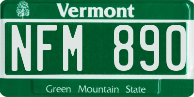 VT license plate NFM890