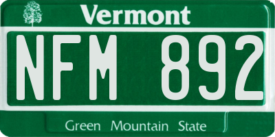 VT license plate NFM892