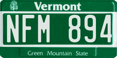 VT license plate NFM894