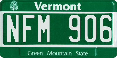 VT license plate NFM906