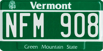 VT license plate NFM908