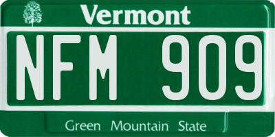 VT license plate NFM909