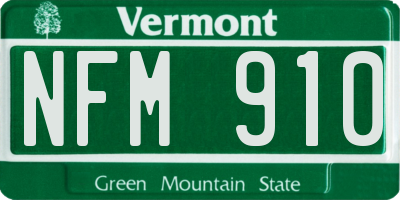 VT license plate NFM910