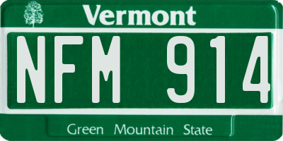 VT license plate NFM914