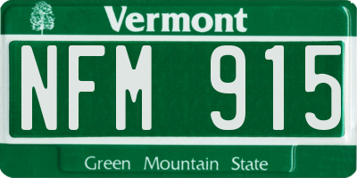 VT license plate NFM915