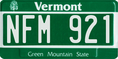 VT license plate NFM921