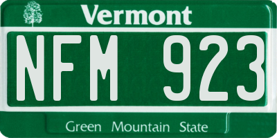 VT license plate NFM923